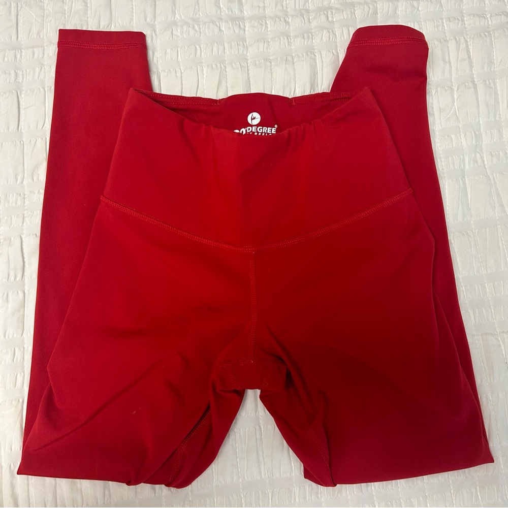 red 90 degree full length‎ leggings; size: XS